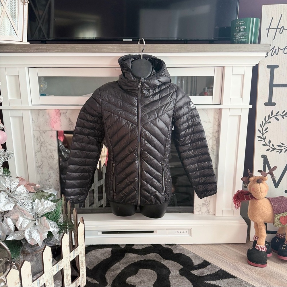 Michael Kors Black Hooded Puffer Jacket